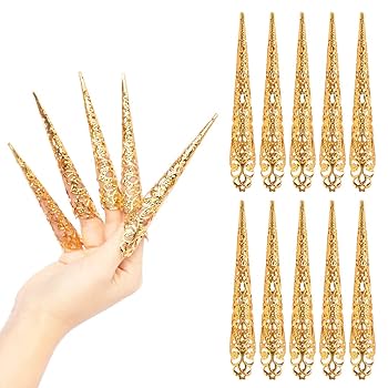 ♯指先爪 ネイルリング アクセサリー ハロウィン 黄金 ダンス 2個 Amazon.co.jp: HEYXI フィンガーネイルチップ爪リング 古代女王